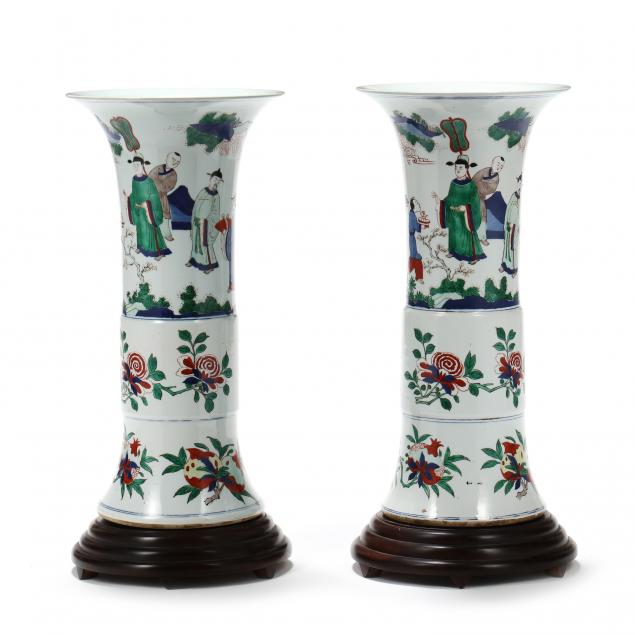 a-pair-of-large-chinese-famille-verte-porcelain-gu-shaped-vases