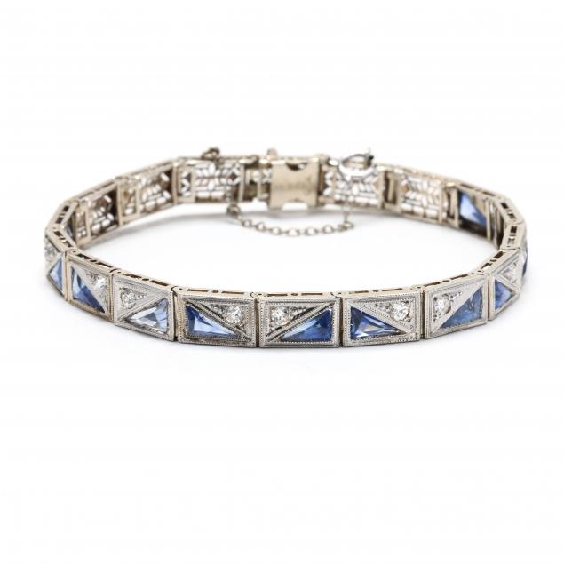art-deco-white-gold-diamond-and-sapphire-bracelet