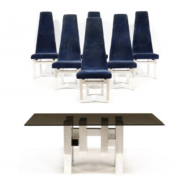 paul-mayan-brutalist-dining-table-and-six-chairs