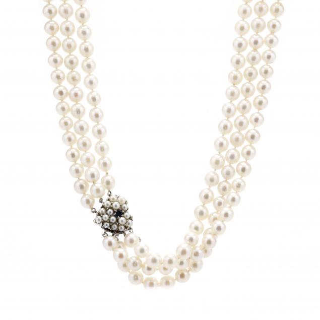triple-strand-pearl-necklace-with-white-gold-and-gem-set-clasp