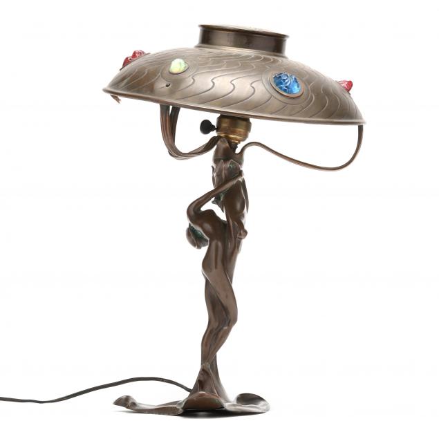 art-nouveau-patinated-metal-and-jeweled-figural-table-lamp