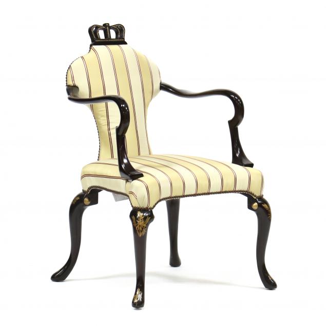 baker-ebonized-queen-anne-style-armchair