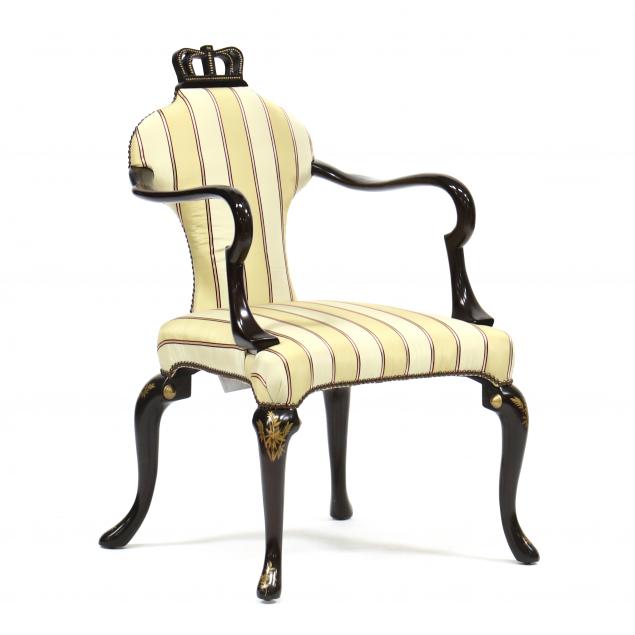 baker-ebonized-queen-anne-style-armchair