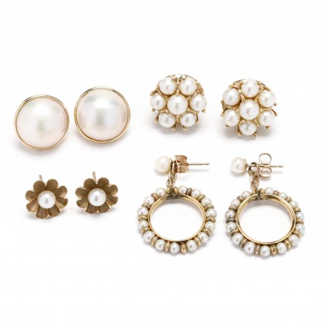 four-pairs-of-pearl-earrings