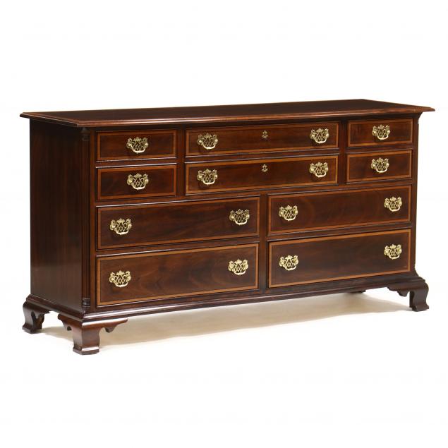 stickley-chippendale-style-inlaid-mahogany-triple-dresser