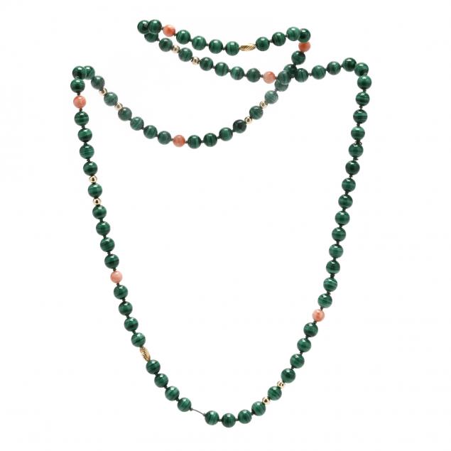 endless-strand-malachite-coral-and-gold-bead-necklace