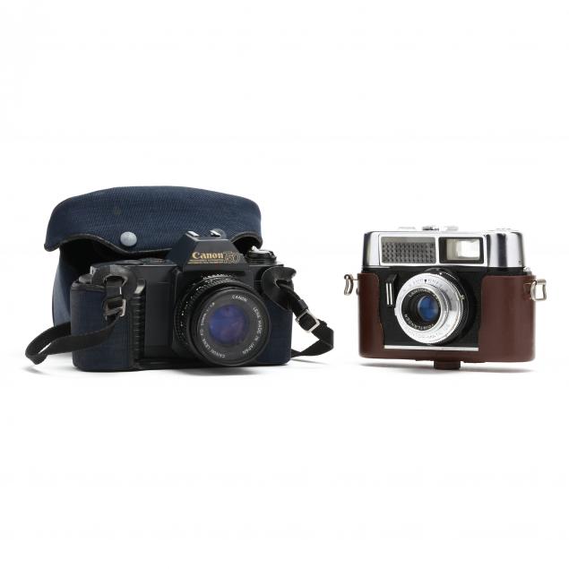 two-vintage-cameras-voigtlander-canon