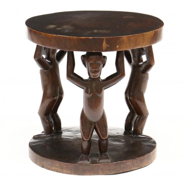 african-carved-hardwood-figural-side-table