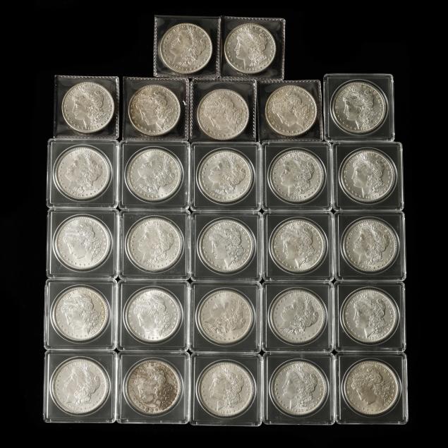 twenty-seven-27-uncirculated-morgan-silver-dollars