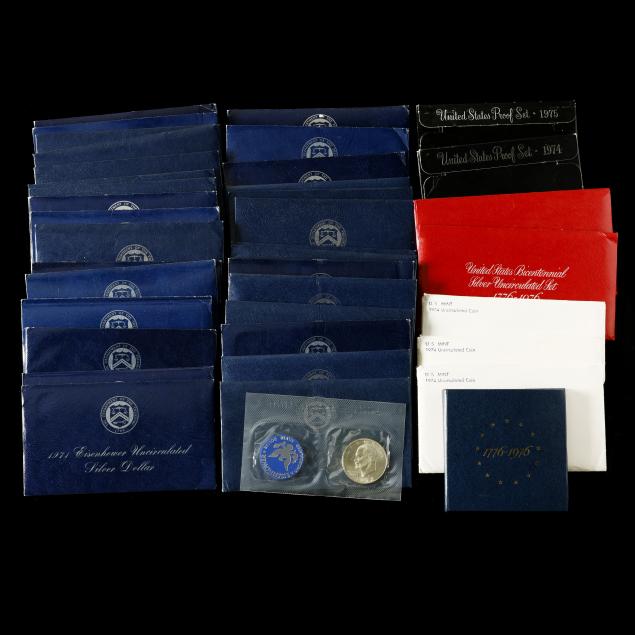 grouping-of-1970s-u-s-mint-proof-and-uncirculated-specimen-coins