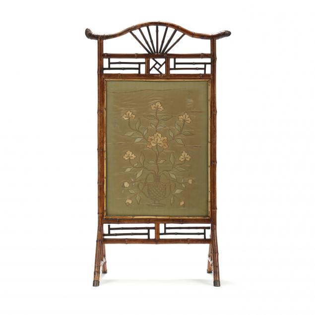 antique-english-bamboo-and-embroidered-panel-fire-screen