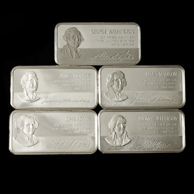 five-1974-franklin-mint-sterling-silver-bars-each-5000-grains