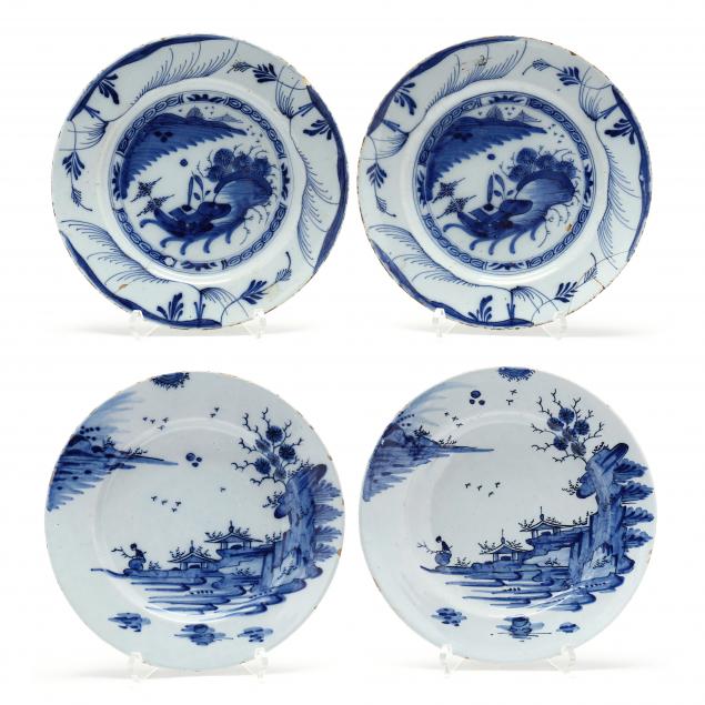 four-english-delft-blue-and-white-plates