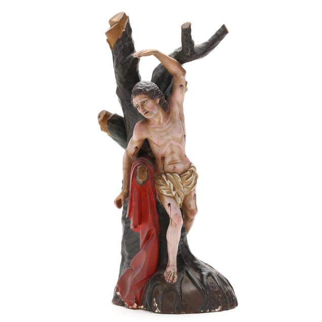 a-spanish-colonial-polychrome-group-martyrdom-of-saint-sebastian