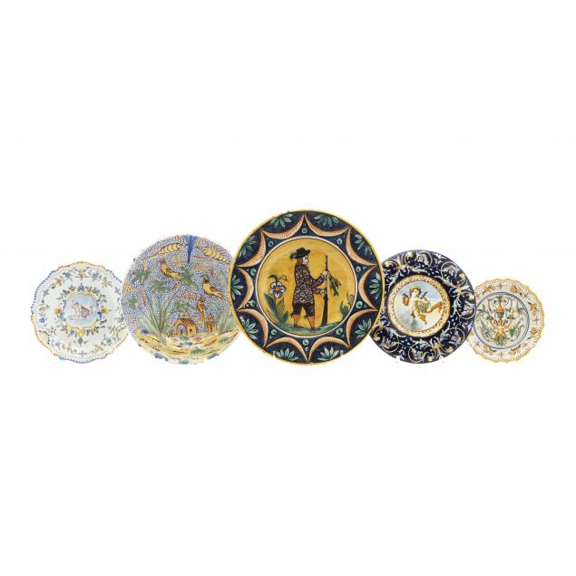 five-vintage-majolica-plates