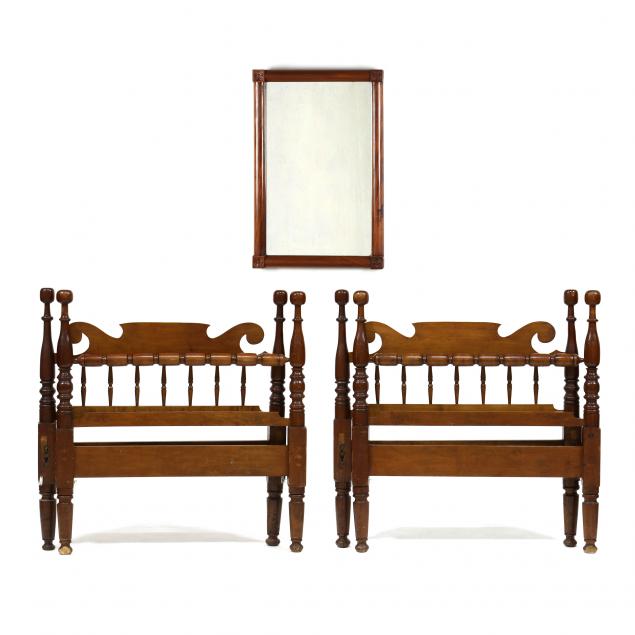 pair-of-vintage-twin-size-beds-and-mirror