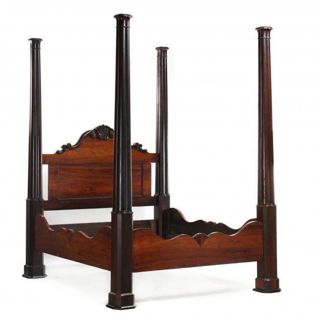 american-late-classical-carved-rosewood-tall-post-bed