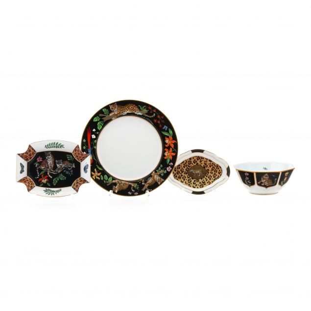 four-pieces-of-lynn-chase-jaguar-theme-porcelain-servingware