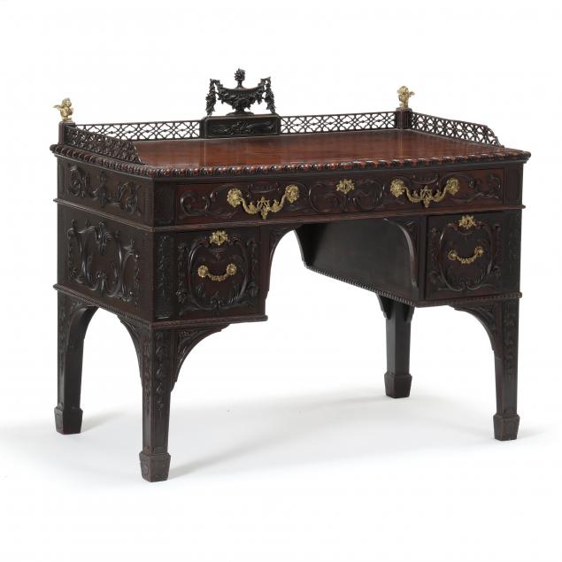 antique-english-chippendale-style-carved-mahogany-desk