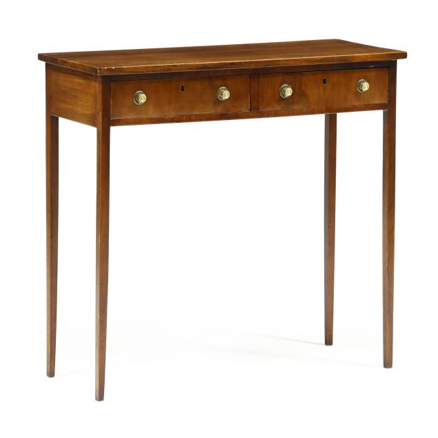 english-hepplewhite-style-mahogany-two-drawer-table