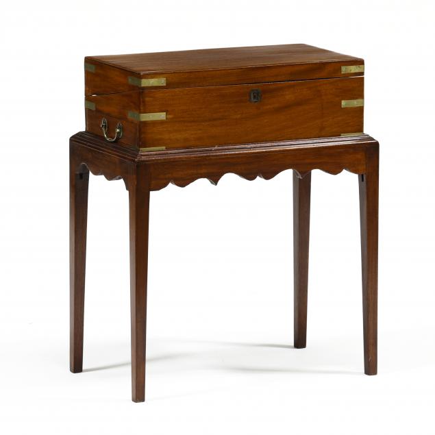 antique-english-mahogany-campaign-lap-desk-on-stand
