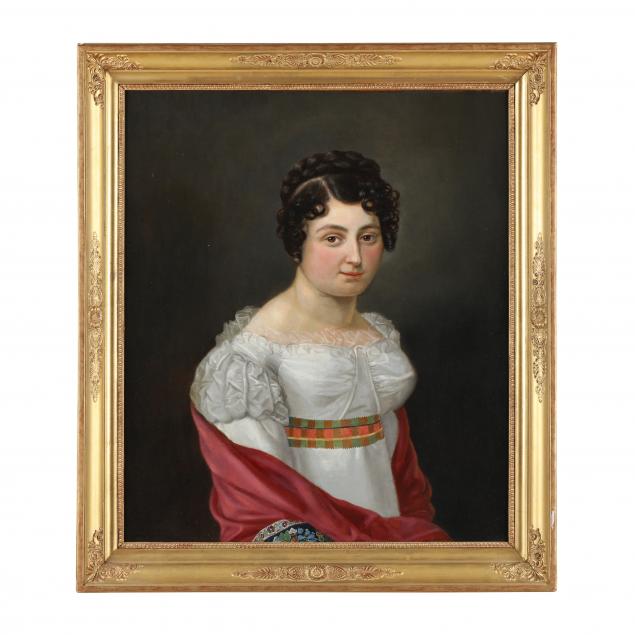 continental-school-mid-19th-century-portrait-of-a-young-woman-with-a-red-shawl