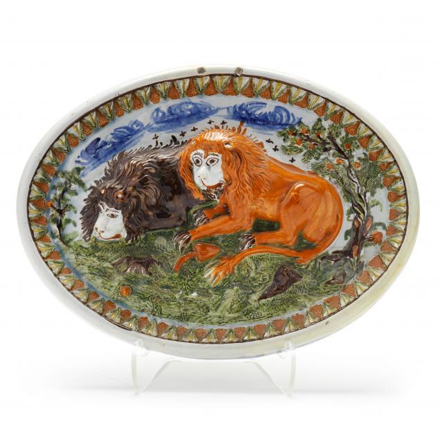 prattware-plaque-of-two-lions-in-repose