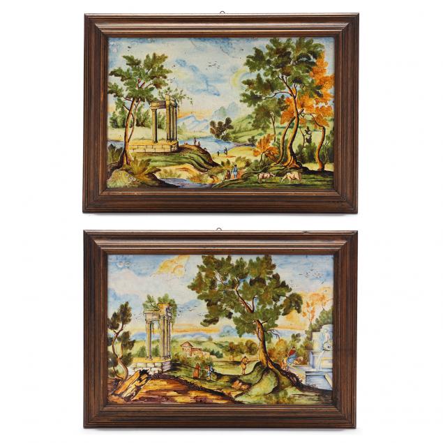 pair-of-italian-ceramic-plaques-pastoral-landscapes