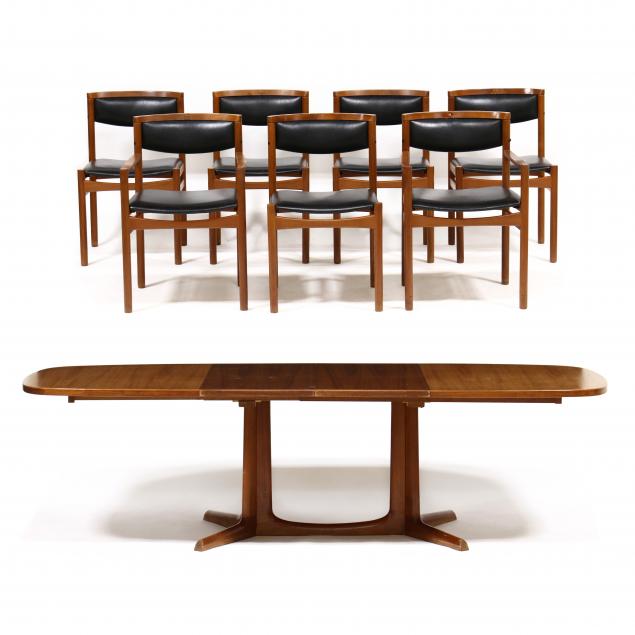 danish-modern-teak-dining-table-and-seven-chairs