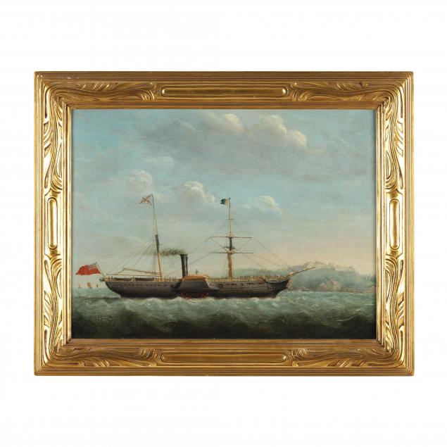 english-school-mid-19th-century-paddle-steamer-along-a-coastline