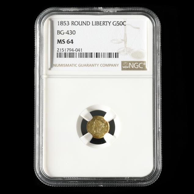 1853-round-liberty-head-50c-gold-token-ngc-ms64