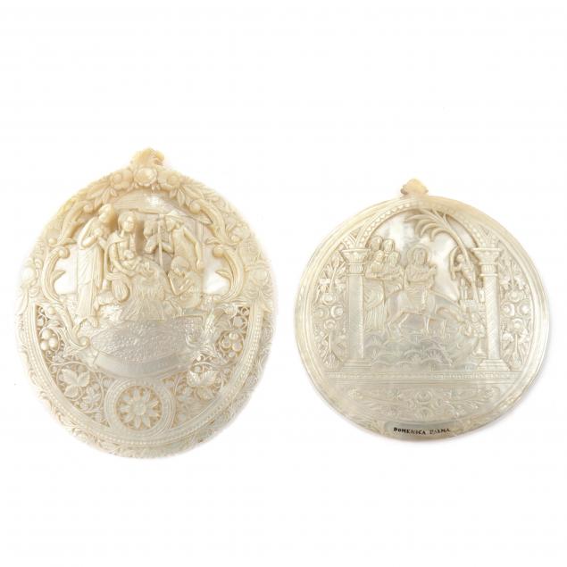 two-carved-mother-of-pearl-shells-of-religious-theme