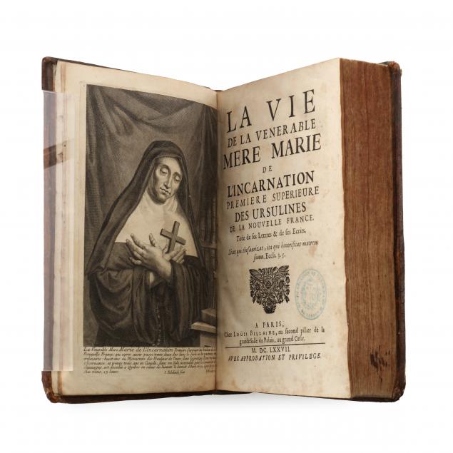 first-edition-of-the-first-biography-of-marie-of-the-incarnation-with-rare-portrait
