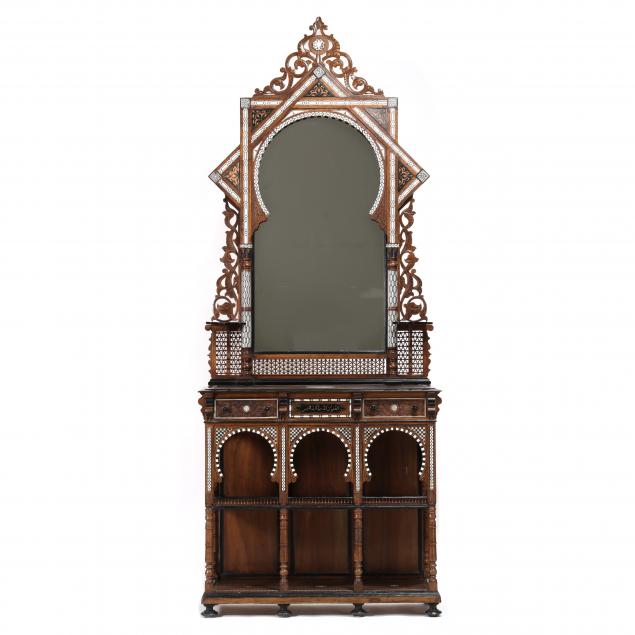 egyptian-neo-moorish-inlaid-mirrored-cabinet