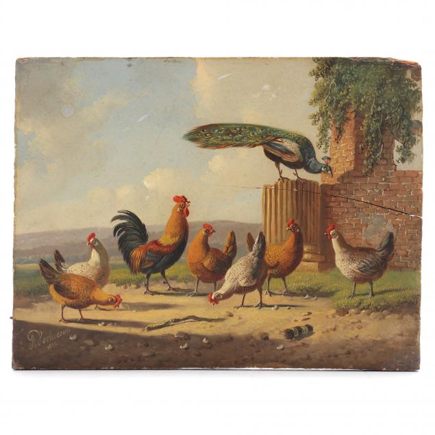 albertus-verhoesen-dutch-1806-1881-peacock-with-chickens