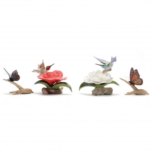 group-of-boehm-porcelain-hummingbirds-and-butterflies