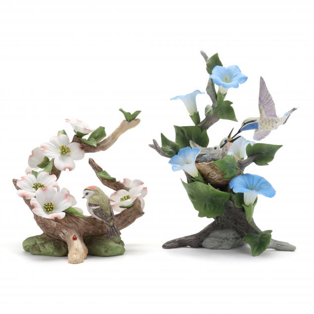 boehm-porcelain-two-figurals-of-birds-and-flowers