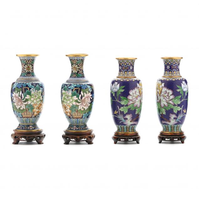 two-pairs-of-asian-cloisonne-vases
