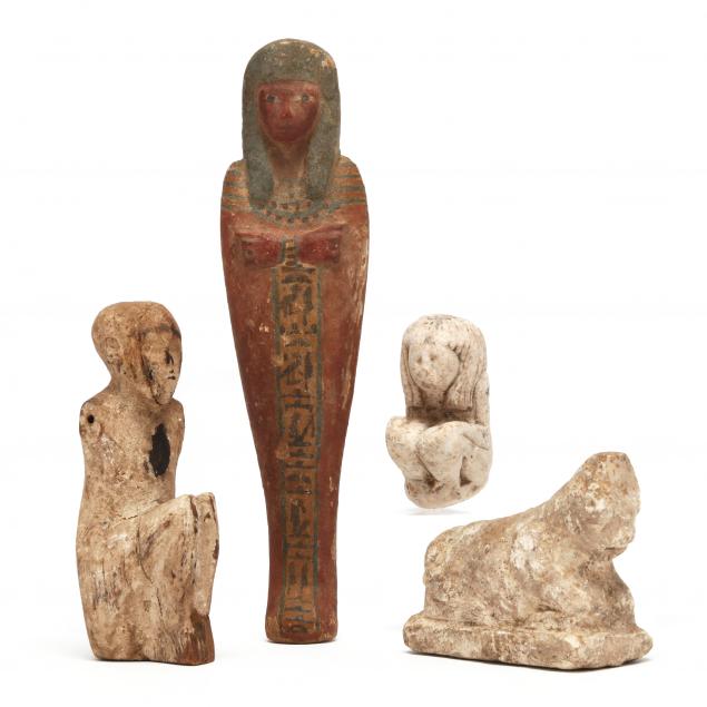 two-ancient-egyptian-wooden-figures-and-two-egyptian-limestone-carvings