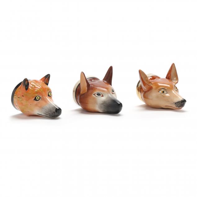 three-antique-stirrup-cups-modeled-fox-heads