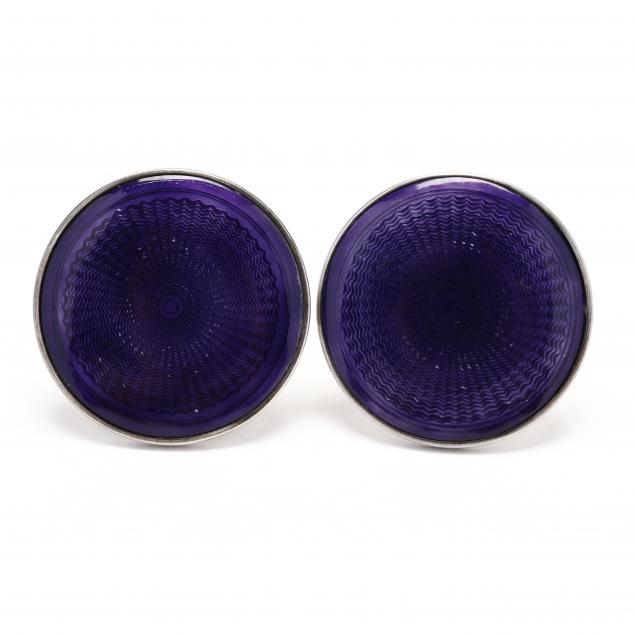silver-and-purple-guilloche-enamel-cufflinks