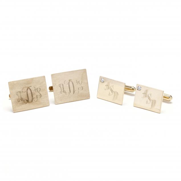 two-pairs-of-gold-cufflinks