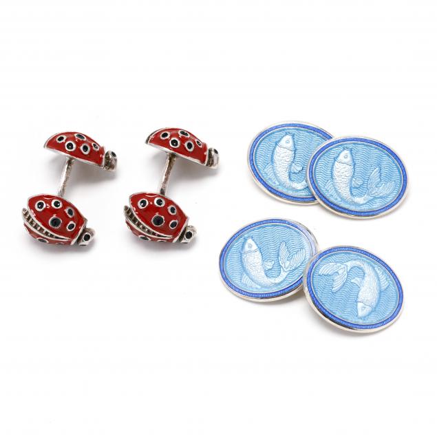 silver-and-enamel-cufflinks-by-tiffany-co-and-a-pair-of-silver-and-enamel-cufflinks-france