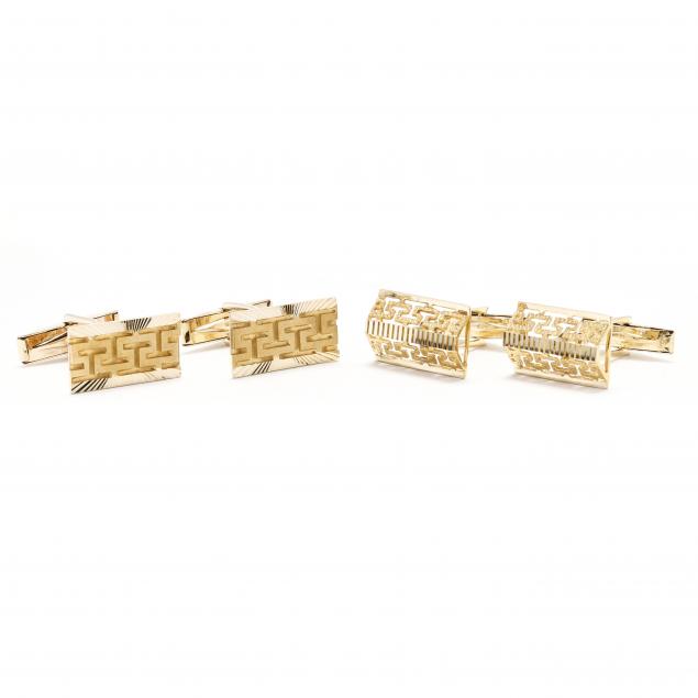 two-pairs-of-gold-greek-key-motif-cufflinks