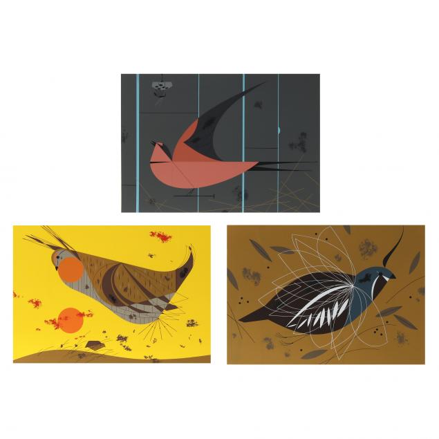 charley-harper-american-1922-2007-i-california-mountain-quail-i-i-barn-swallow-ii-i-i-heath-hen-i-three-works