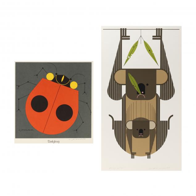 charley-harper-american-1922-2007-i-down-under-down-under-i-i-ladybug-i-two-works