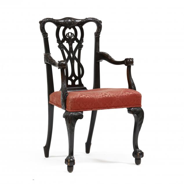 unusual-antique-chippendale-style-carved-mahogany-armchair