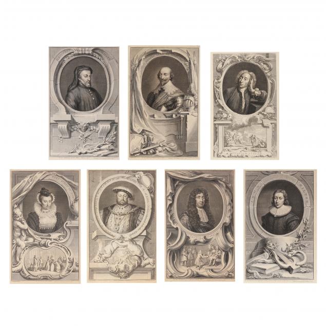 jacobus-houbraken-dutch-1698-1780-seven-portraits-from-i-heads-of-illustrious-persons-of-great-britain-i
