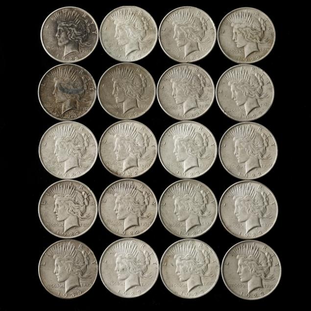 roll-of-twenty-20-circulated-peace-silver-dollars