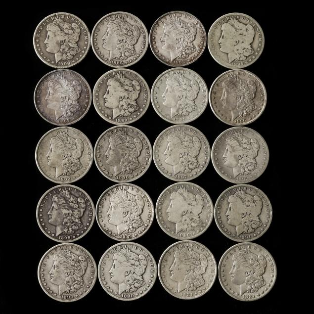 twenty-20-circulated-morgan-silver-dollars